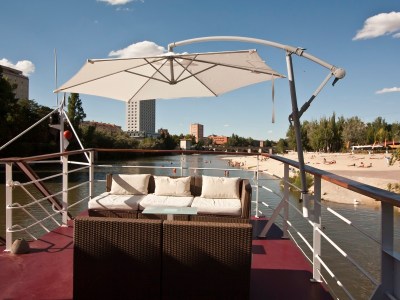a close up of an umbrella on a table