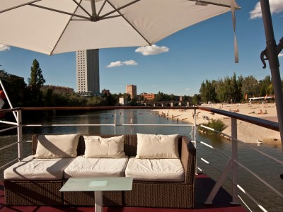 a close up of an umbrella on a table