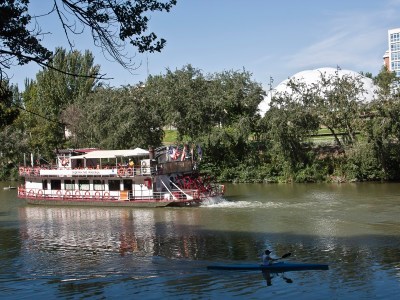 a small boat in a river