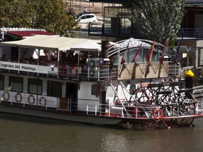 a large boat in the water